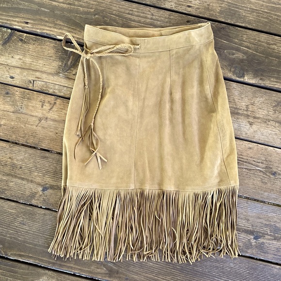 Vintage 1970s José Luis Suede Fringe Skirt - Picture 2 of 13